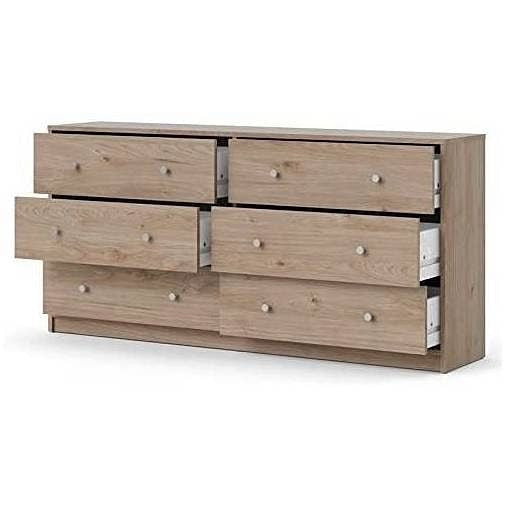 Farmhouse Contemporary 6 Drawer Double Dresser in Oak-1