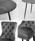 NNEED 110cm Round Dining Table with 4 Dining Chairs Velvet Grey