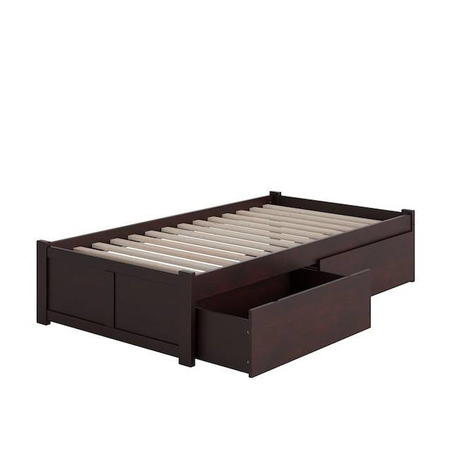 Twin XL Platform Bed Frame with 2 Storage Drawers in Espresso-3