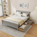 Full Size Grey Platform Bed Frame with 2 Storage Drawers-0