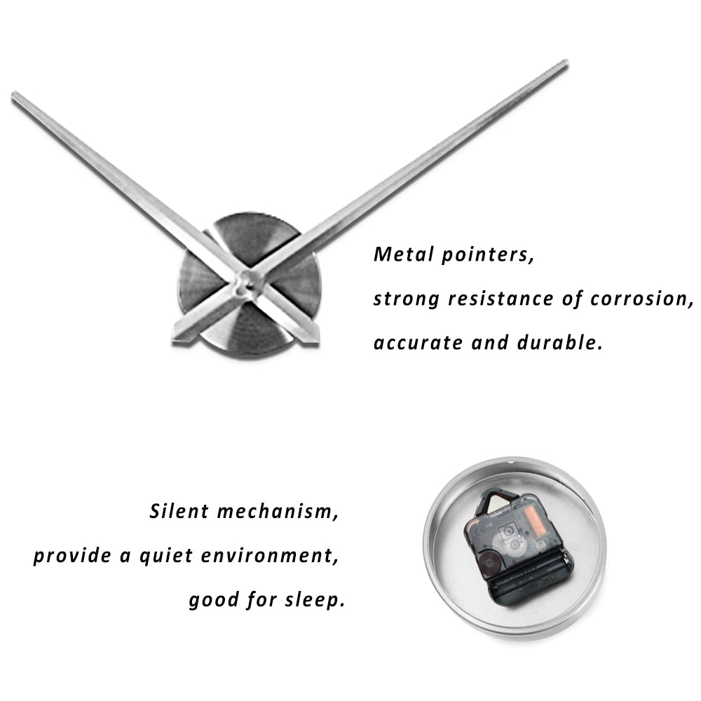 Large Wall Clock Quartz 3D DIY Big Watch Decorative Kitchen Clocks Acrylic Mirror Sticker Oversize Wall Clocks Home Letter Decor-1