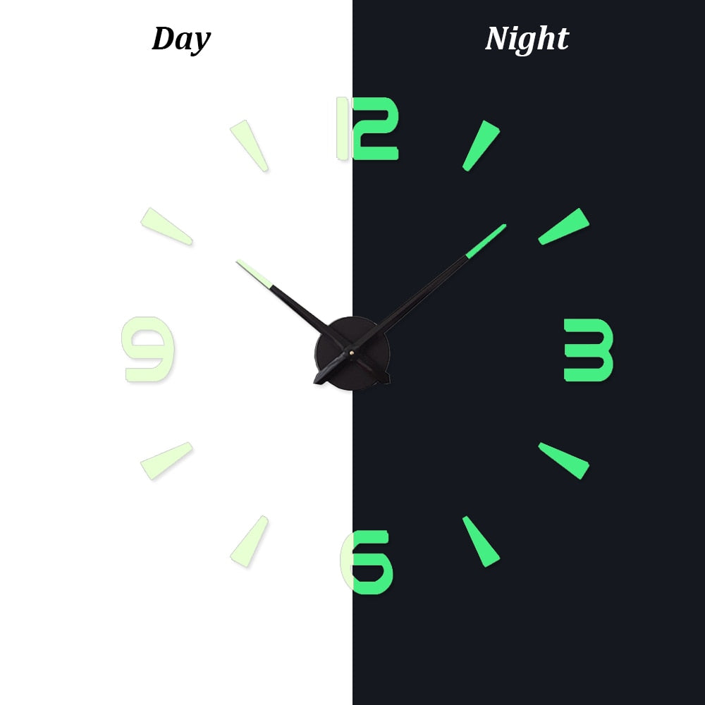NNEOBA Large Wall Clock Quartz 3D DIY Big Watch Decorative Kitchen Clocks Acrylic Mirror Sticker Oversize Wall Clocks Home Letter Decor-4