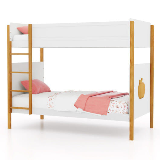 Twin Over Twin Bunk Bed with Integrated Ladder and Safety Guardrails-Twin Size-2