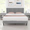 Twin/Queen Bed Frame with Linen Upholstered Wingback Headboard-Twin Size