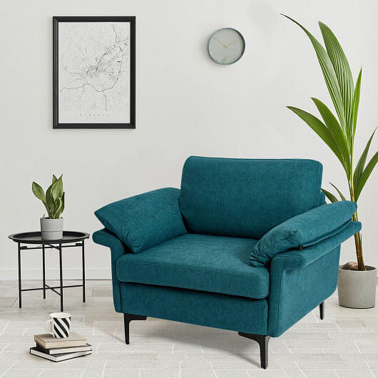 Modern Fabric Accent Armchair with Original Distributed Spring and Armrest Cushions-Gray-0