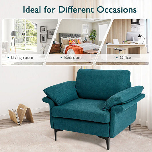 Modern Fabric Accent Armchair with Original Distributed Spring and Armrest Cushions-Gray-1