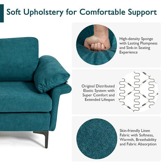 Modern Fabric Accent Armchair with Original Distributed Spring and Armrest Cushions-Gray-3