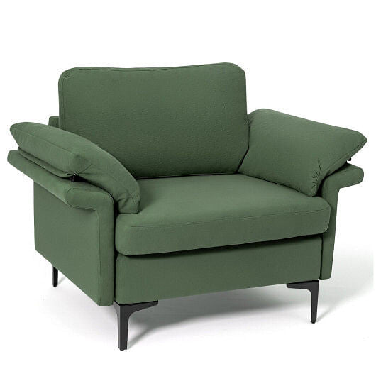 Modern Fabric Accent Armchair with Original Distributed Spring and Armrest Cushions-Gray-9