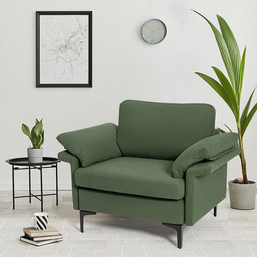 Modern Fabric Accent Armchair with Original Distributed Spring and Armrest Cushions-Gray-10