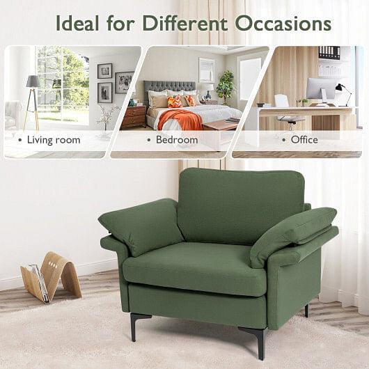 Modern Fabric Accent Armchair with Original Distributed Spring and Armrest Cushions-Gray-11