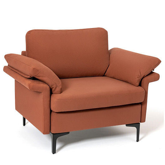 Modern Fabric Accent Armchair with Original Distributed Spring and Armrest Cushions-Gray-14