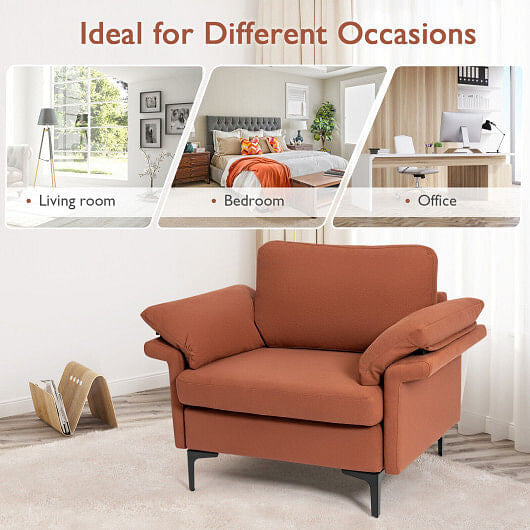 Modern Fabric Accent Armchair with Original Distributed Spring and Armrest Cushions-Gray