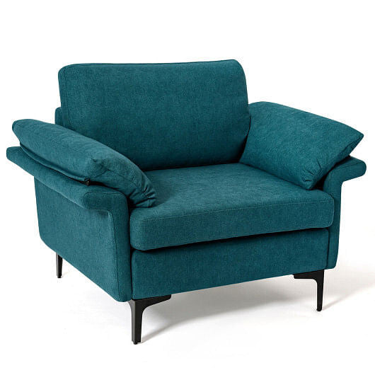 Modern Fabric Accent Armchair with Original Distributed Spring and Armrest Cushions-Gray-19