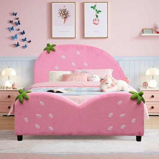 Kids Children Upholstered Berry Pattern Toddler Bed-1