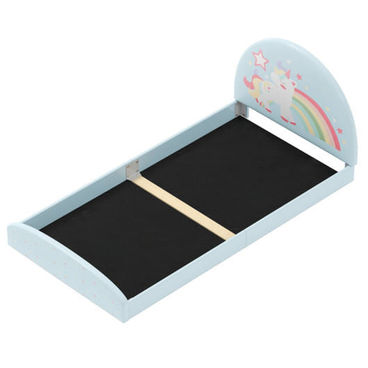 Twin Floor Bed Frame Upholstered Twin Size Kids Floor Bed with 210D Oxford Cloth Floor Mat-Blue-7