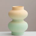 Handmade Dopamine Gradient Ceramic Vase – Geometric Matte Modern Flower Vase-0
