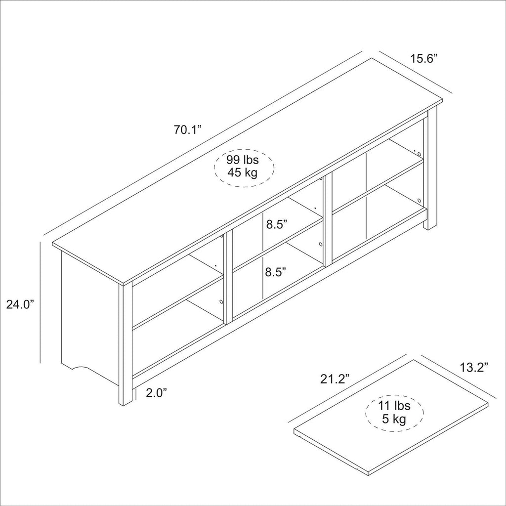 Farmhouse Style TV Stand with 6 Storage Compartments in Brown Oak Wood Finish-4