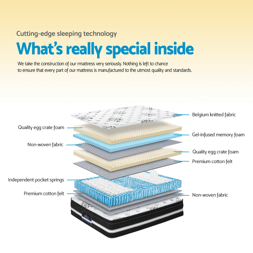 NNEDSZ Bedding Donegal Euro Top Cool Gel Pocket Spring Mattress 34cm Thick – Double