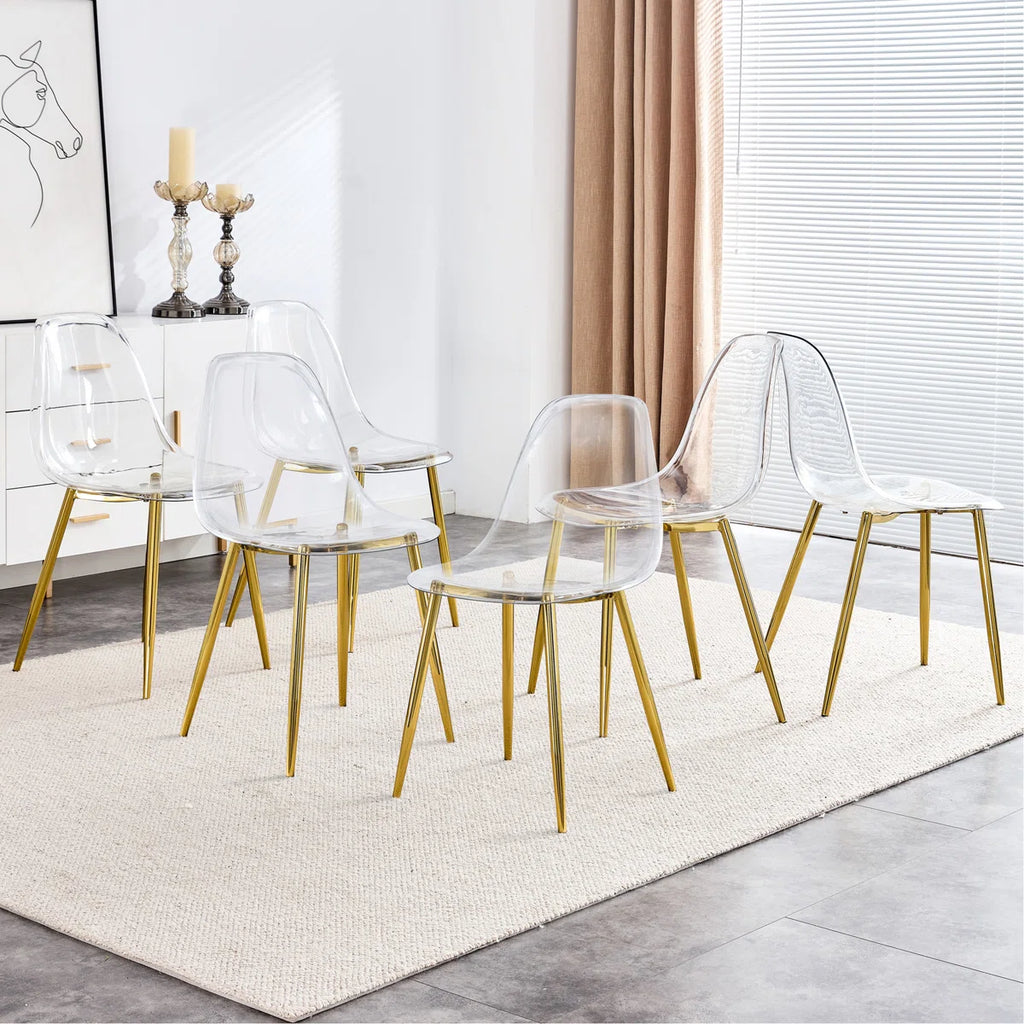 Modern 6 piece minimalist transparent dining chairs