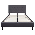 Queen size Dark Gray Fabric Upholstered Platform Bed Frame with Headboard-0