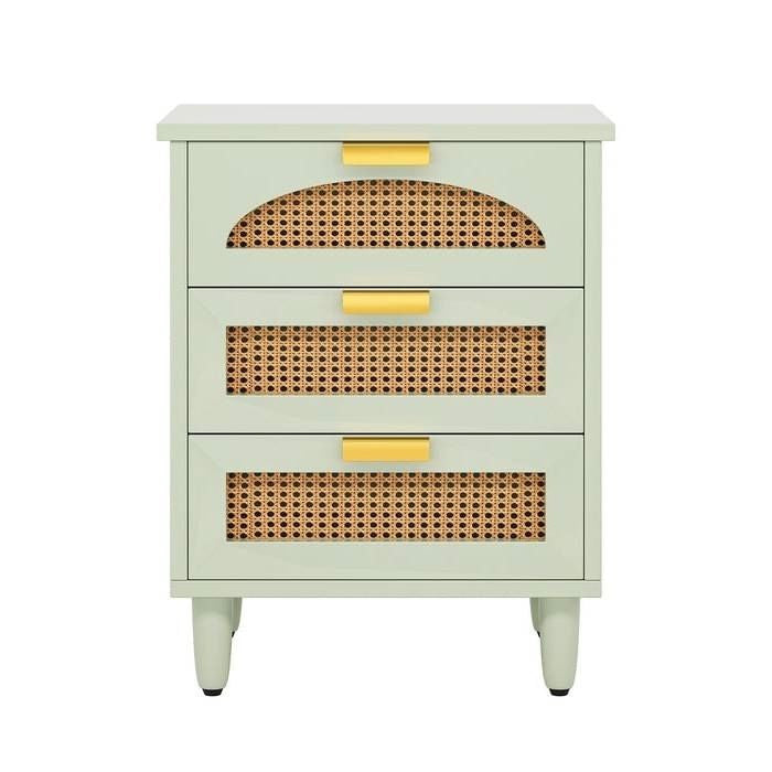 Retro Mid-Century Modern 3 Drawer Bedside Table Nightstand in Mint Green-2