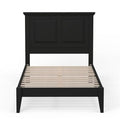 Twin Traditional Solid Oak Wooden Platform Bed Frame with Headboard in Black-0