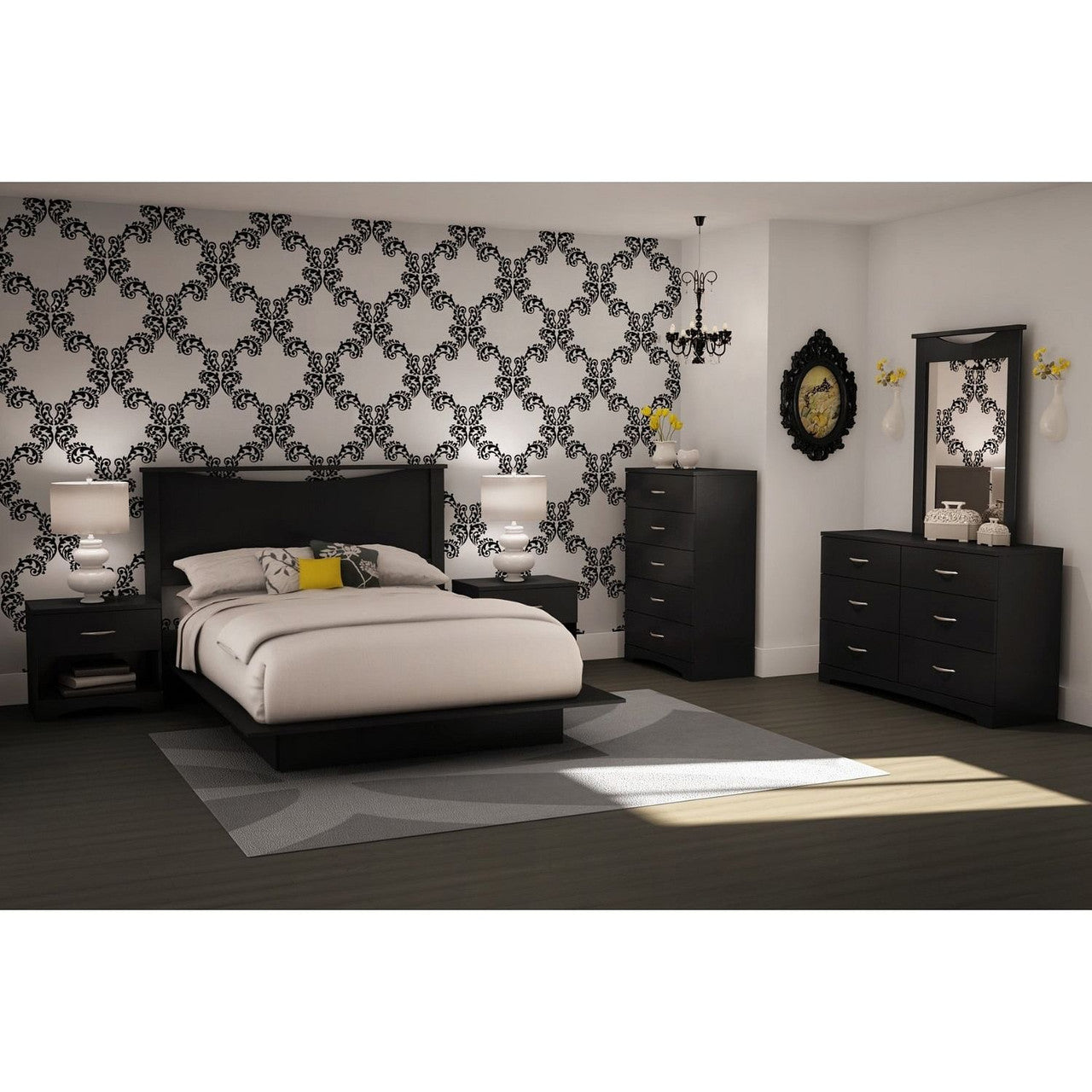 6-Drawer Dresser for Contemporary Bedroom in Black Finish-0