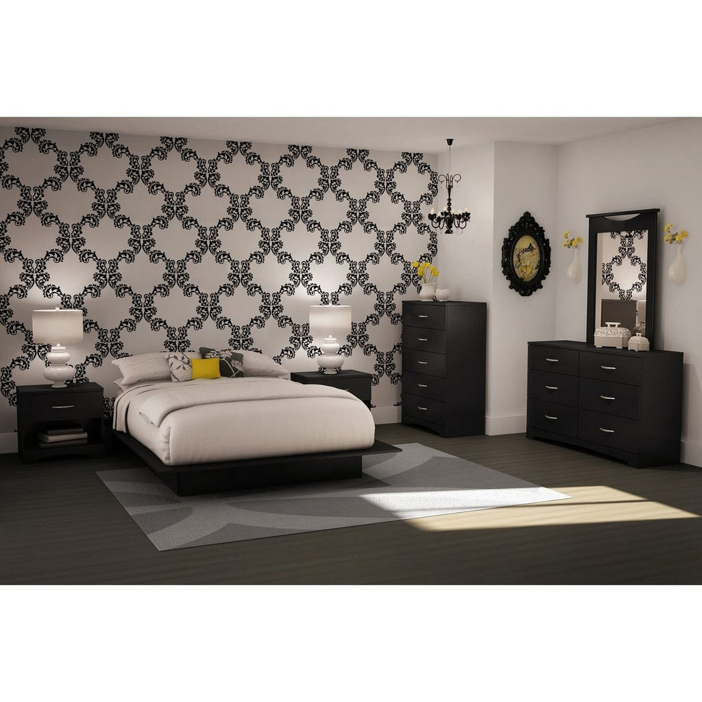 6-Drawer Dresser for Contemporary Bedroom in Black Finish-1
