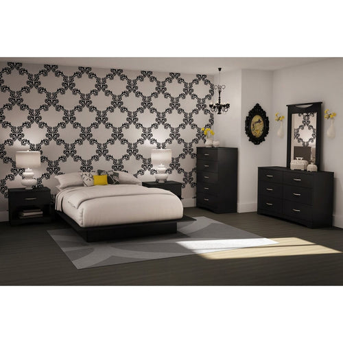 6-Drawer Dresser for Contemporary Bedroom in Black Finish-1