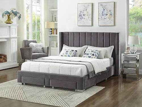 Sterling Velvet Platform Bed with Storage-0