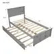 Gray Platform Bed with Twin Trundle and Frame, Solid Wood and MDF Construction, Twin Size