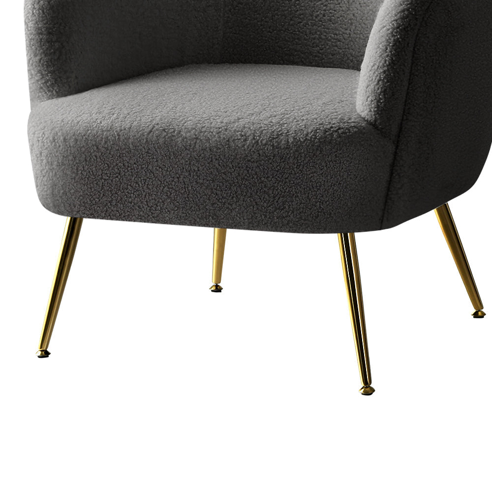 NNEDSZ Armchair Lounge Chair Accent Chairs Arm Armchairs Sherpa Boucle Charcoal
