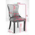 Upholstered Wing-Back Dining Chair with Backstitching Nailhead Trim and Solid Wood Legs,Set of 2, Black,SW8809BK, KD