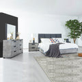 NNEDSZ Queen 4 Pcs Bedroom Suite with Dresser Fabric Upholstery MDF Combination of Black & Cement Colour-0