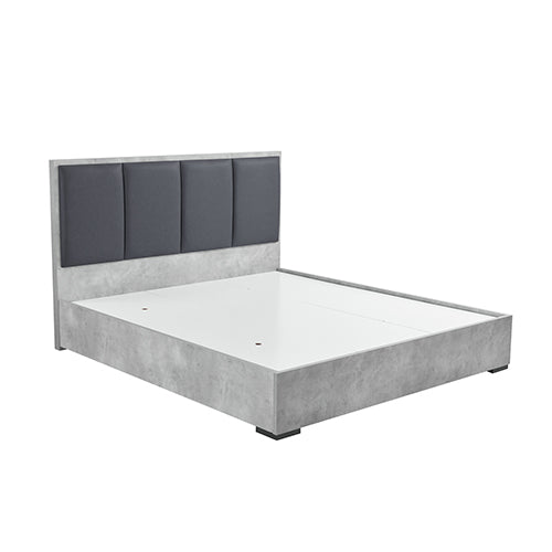NNEDSZ Queen 5 Pcs Bedroom Suite Fabric Upholstery MDF Combination of Black & Cement Colour