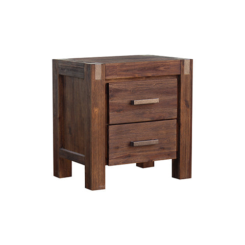 NNEDSZ Pieces Bedroom Suite in Solid Wood Veneered Acacia Construction Timber Slat King Size Chocolate Colour Bed, Bedside Table & Dresser