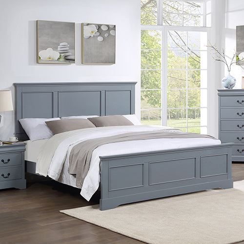 NNEDSZ 4 Pieces Bedroom Suite in Solid Wood & MDF King Size Grey Colour Bed, Bedside Table & Tallboy-2