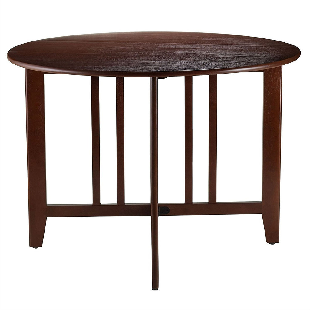 Mission Style Round 42-inch Double Drop Leaf Dining Table-0