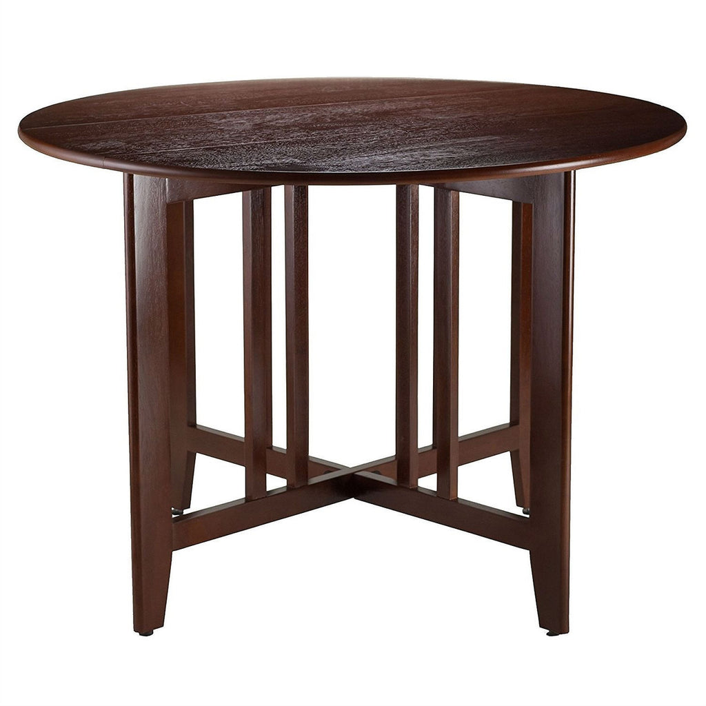 Mission Style Round 42-inch Double Drop Leaf Dining Table-2