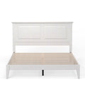 Queen Traditional Solid Oak Wooden Platform Bed Frame with Headboard in White-0