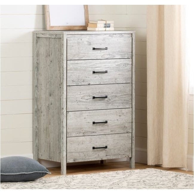 Modern Washed Pine 5 Drawer Storage Chest-0