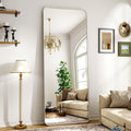 Silver Aluminum-Framed Full-Length Floor Mirror 56x21 Inches-0