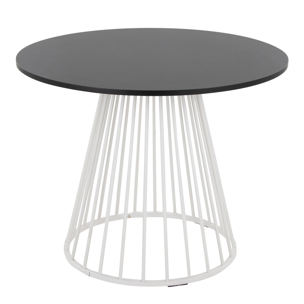 Contemporary Dining Table in White Metal and Black MDF