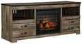 Trinell - 63" TV Stand With Glass/Stone Fireplace Insert - Brown-0