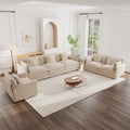 Modern Sofa Couch, 3 Piece Set Extra Deep Seat Sectional Sofa for Living Room, Oversized Sofa, 3 Seat Sofa, Loveseat and Single Sofa, Light Coffee Chenille