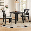 3-Piece Round Dining Table Set for 2 People, 1 Folding Wood Dining Table + 2 Upholstered Chairs, Space-Saving Design for Small Apartments and Dining Areas - BLACK