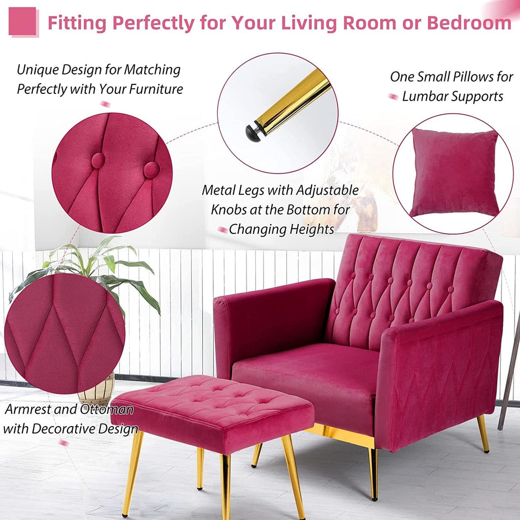 Accent Chair Recliner With Adjustable Armrests Fuchsia-3