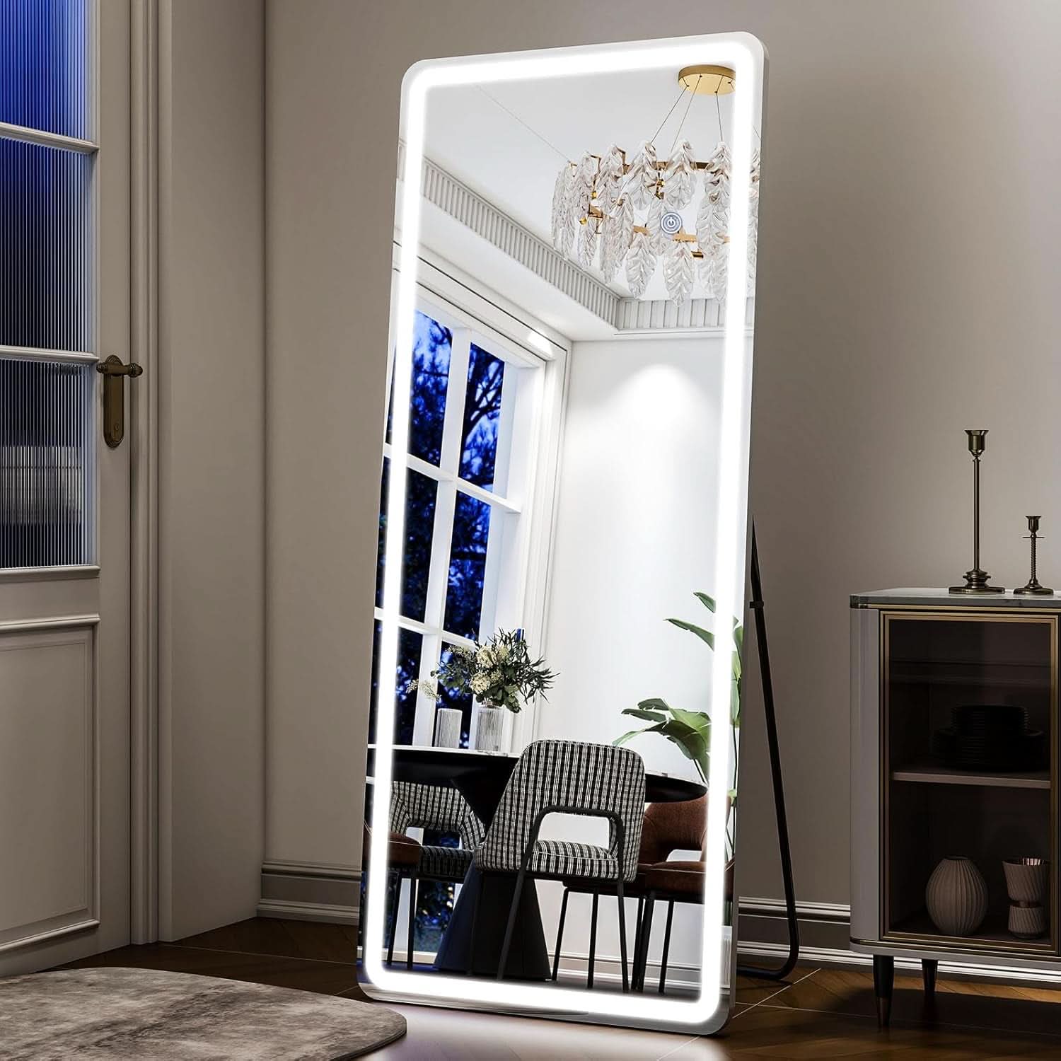 26x68 Inch Full Length Mirror With Lights LED Dimmable 3 Color Floor Standing Or Wall Hanging-2