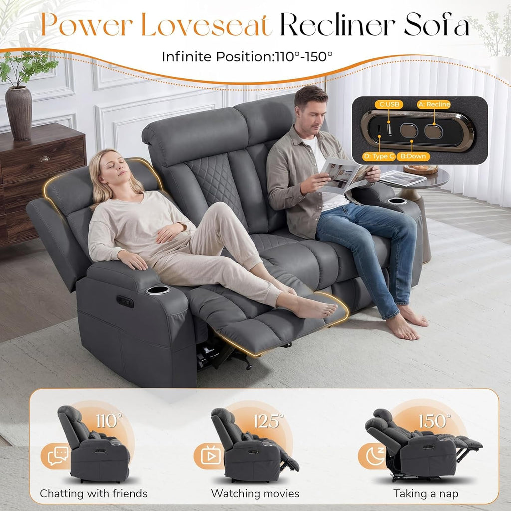 Dark Gray Adjustable Sophisticated Recliner Sofa Ports-2