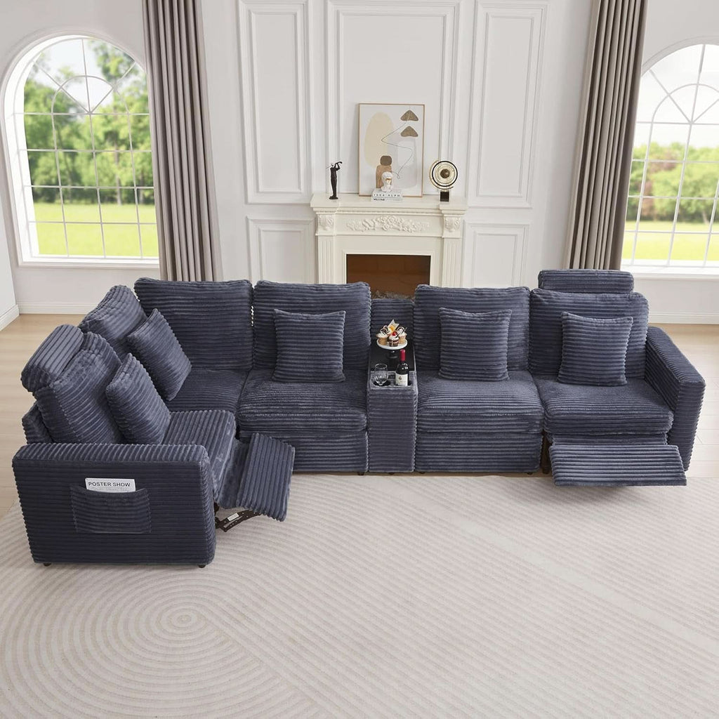 Grey Premium Power Recliner Modular Sectional Sofa-2
